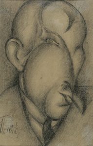 Винко Форетић, Човек са цигаретом (Портрет једног Словенца), 1914 - 1918, оловка на папиру, 24 х 16 cm