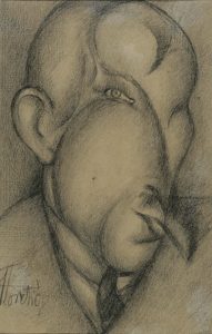 Vinko Foretić, Čovek sa cigaretom (Portret jednog Slovenca), 1914 - 1918, olovka na papiru, 24 h 16 cm